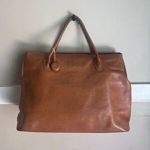 Monsac Tan Leather Tote Bag